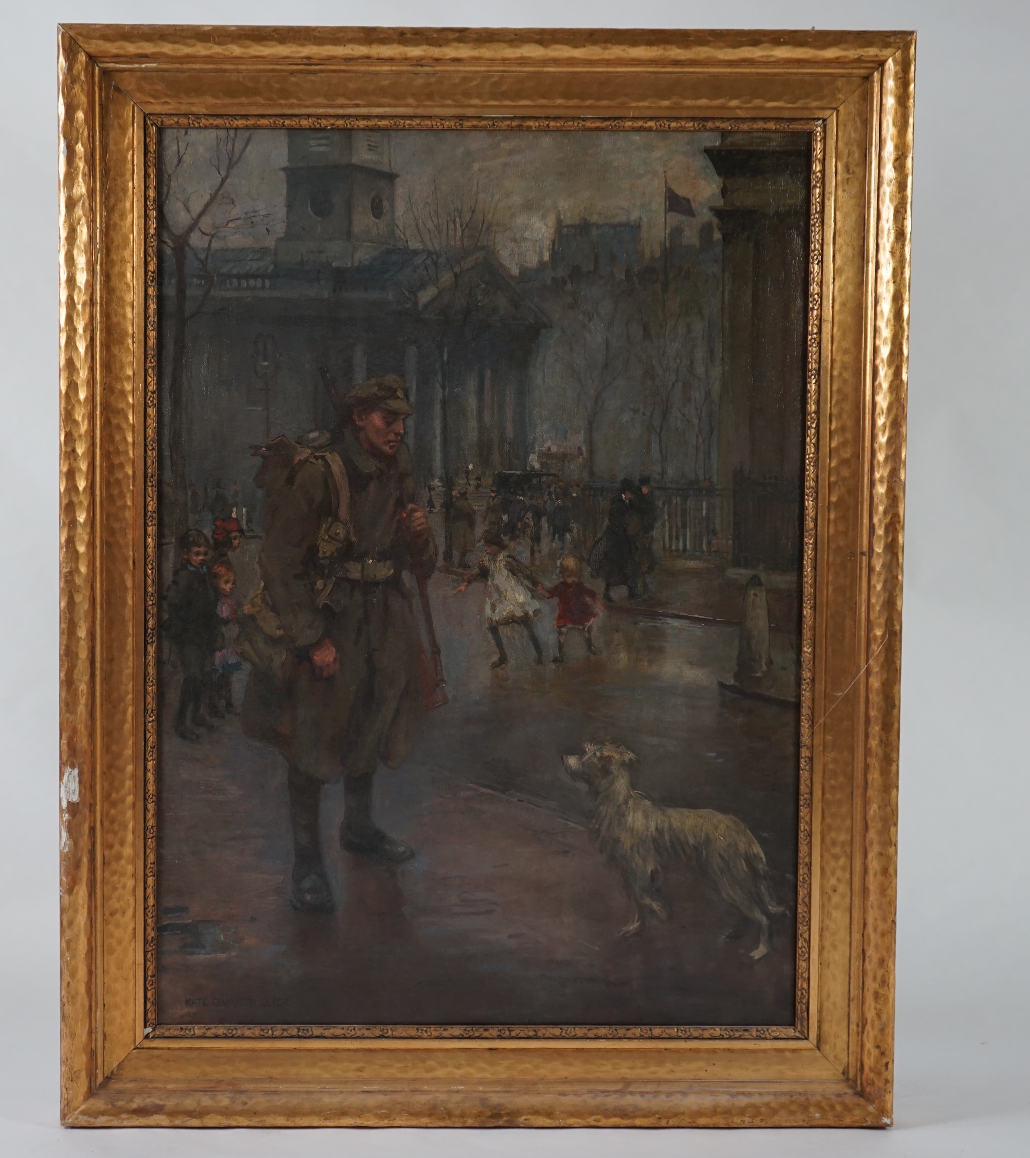 Kate Elizabeth Olver (British, 1881-1960), 'Return from the front, 1916', oil on canvas, 137 x 99cm